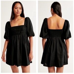 Abercrombie & Fitch Emerson Poplin Puff Sleeve Mini Dress Large Tall